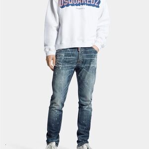 Dsquared2 Men’s Distressed Slim Fit Mid Wash Jeans 32 Made in Italy